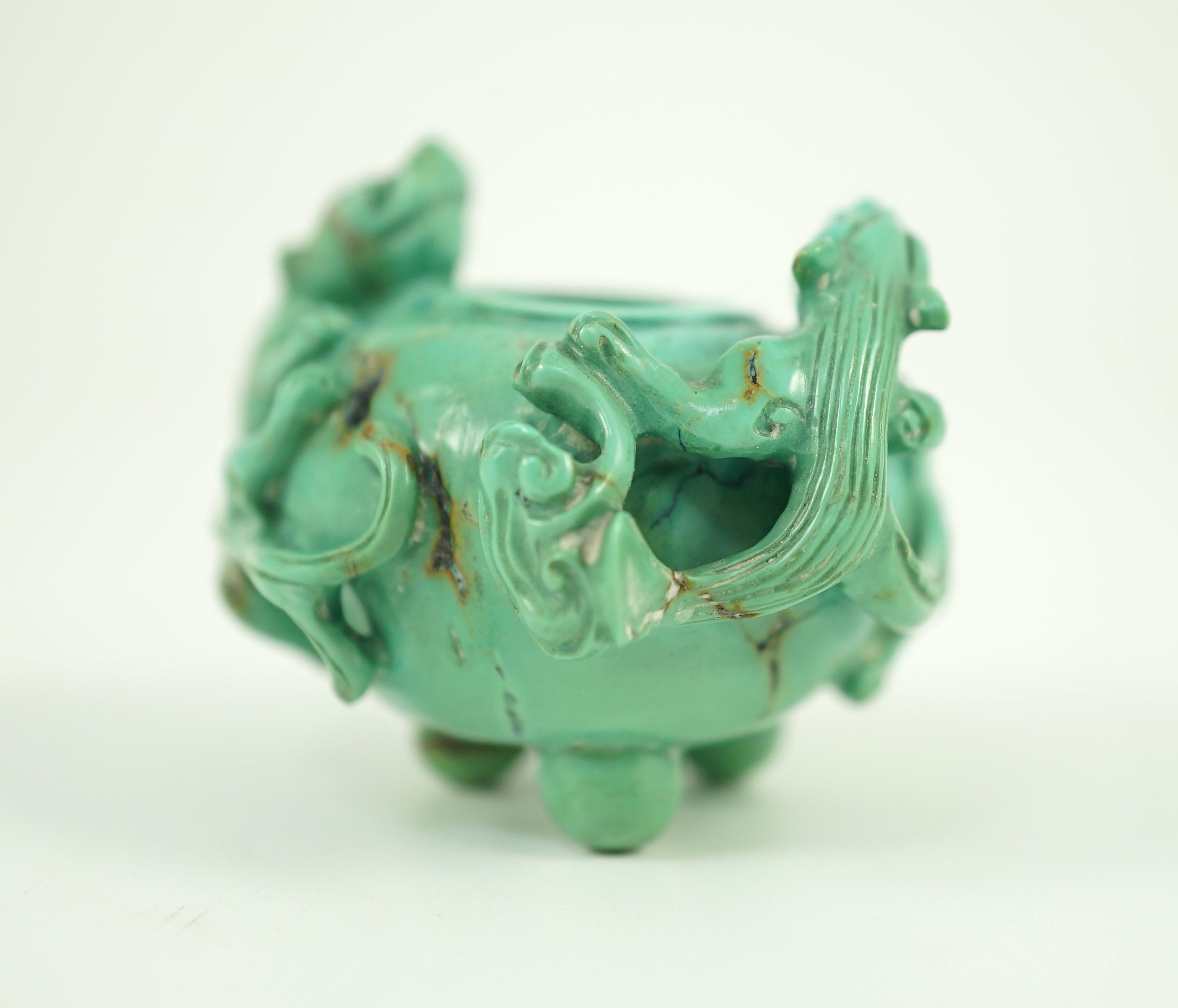 A small Chinese turquoise matrix waterpot, 18th/19th century 5.3 cm wide